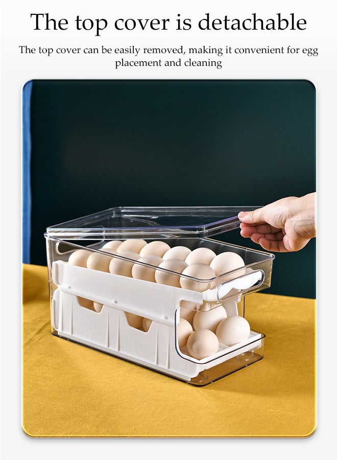 DUNISO Multifunctional Egg Tray Holder,Automatic Rolling Egg Dispenser,Slide Type Refrigerator Egg Tray,Reusable Fridge Organizer Bins with lids - Image 4