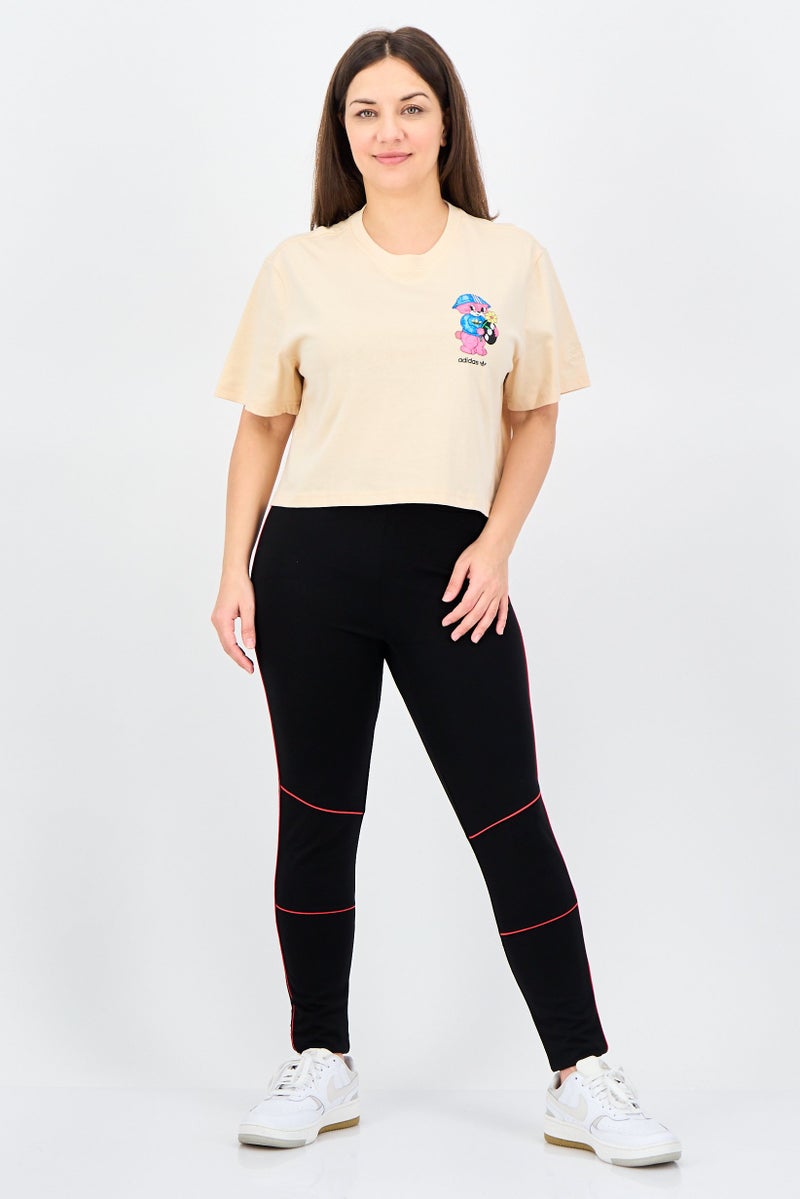 adidas Originals Women Sportswear Fit Short Sleeve Outdoor Top, Beige - Image 3