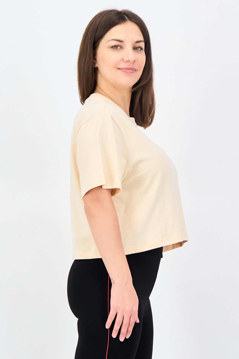 adidas Originals Women Sportswear Fit Short Sleeve Outdoor Top, Beige - Image 2