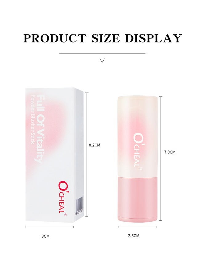 OCHEAL - Full Of Vitality Powder Blusher Stick, Waterproof Blush Makeup Long Lasting 2 In 1 Cheek Blush & Lip Tint & Eye Shadow Makeup Stick(02#) - Image 1