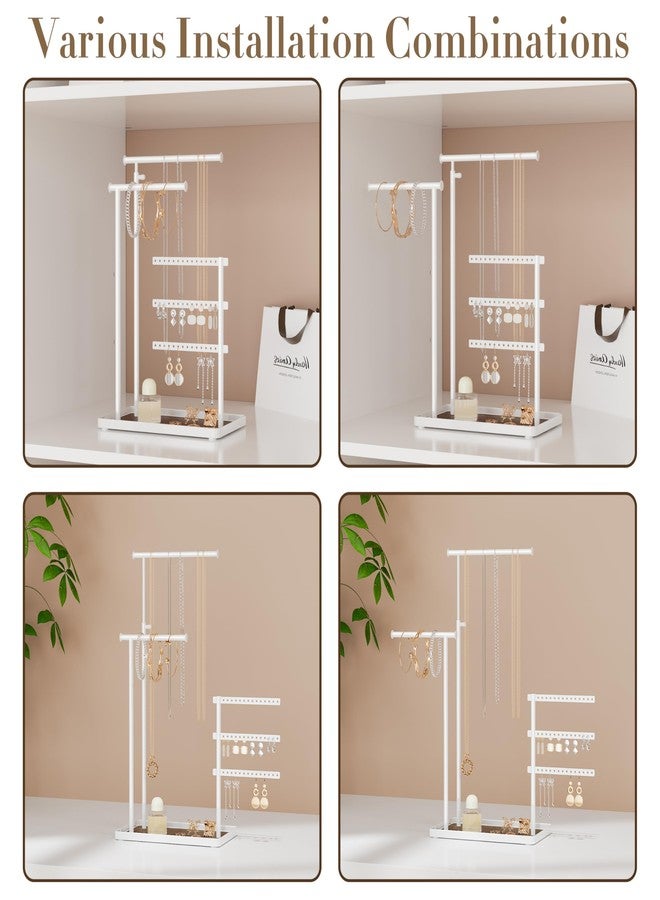 susswiff Jewelry Holder Organizer Stand - Adjustable Tall 17.5" (Max), Sturdy Jewelry Hanger for Necklaces, Earrings, Bracelets, Rings, Jewlery Display and Storage, White, Metal - Image 4