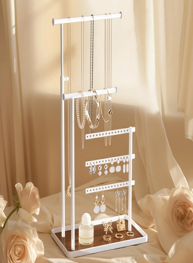 susswiff Jewelry Holder Organizer Stand - Adjustable Tall 17.5" (Max), Sturdy Jewelry Hanger for Necklaces, Earrings, Bracelets, Rings, Jewlery Display and Storage, White, Metal - Image 3