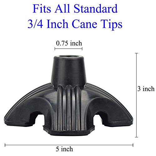 Beyoung Standing Quad Support Cane Tip Mobility Quadpod Stable Cane Support Walking Stick Base Tip Stabilizing Device Self Standing Quadruple Cane Tip (Quad Tip) - Image 3