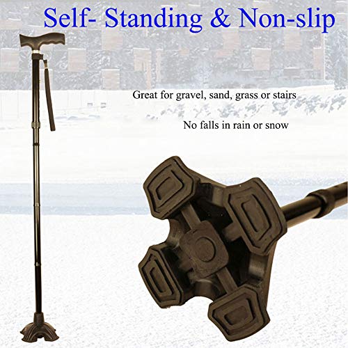 Beyoung Standing Quad Support Cane Tip Mobility Quadpod Stable Cane Support Walking Stick Base Tip Stabilizing Device Self Standing Quadruple Cane Tip (Quad Tip) - Image 2