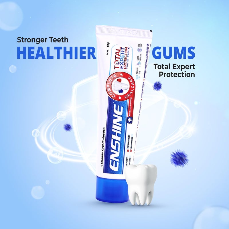 Enshine Total Expert Protection Toothpaste | Fluoride-Based Toothpaste for Cavities, Tartar & Gum Health | For Fresh Breath & Stronger Enamel Pack of 2 (100g each) - Image 2