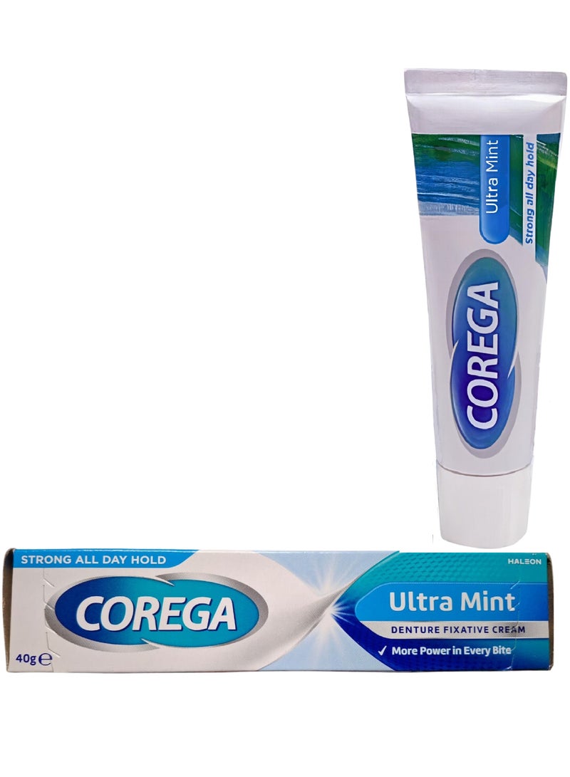 كوريغا كريم تثبيت لاصق طقم الأسنان الترا نعناع  40 جرام - Image 1