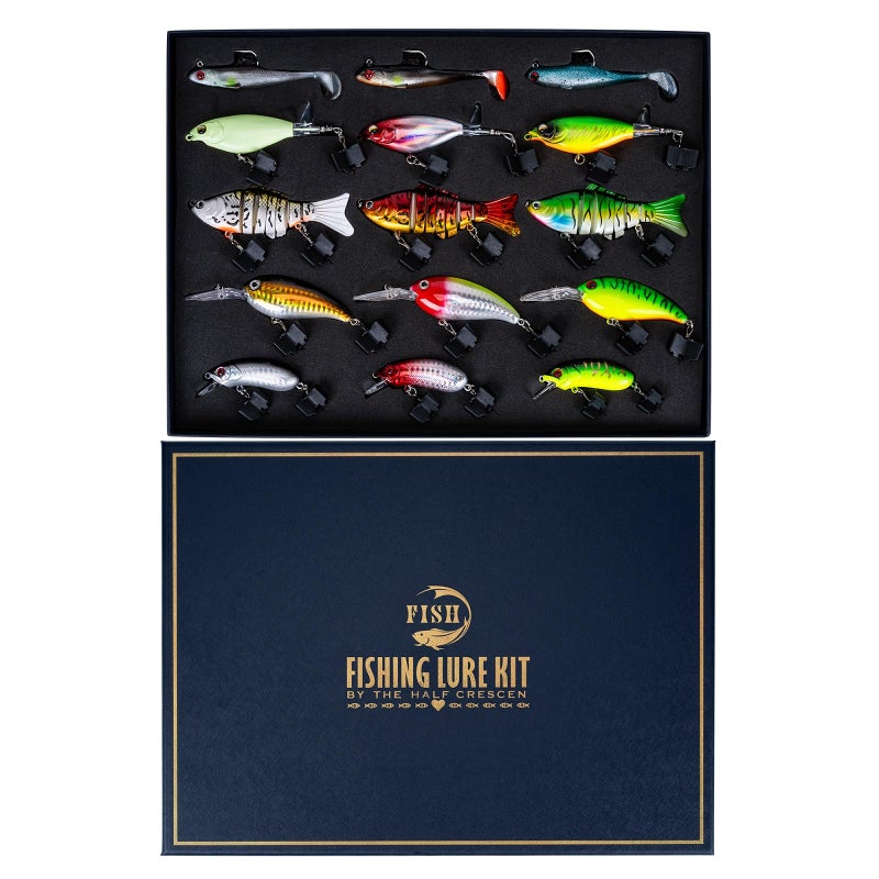 HALF CRESCEN Fishing Lures Kit for Diving Bass/Trout/Pike with Lifelike Action, Fishing Gear Set for 2025 Xmas(Gift Box 2) - Image 1