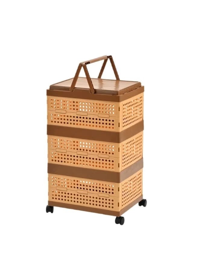 Multifunctional folding storage box, portable large-capacity storage box with universal wheels and lid, suitable for home and camping (3 layers) - Image 2