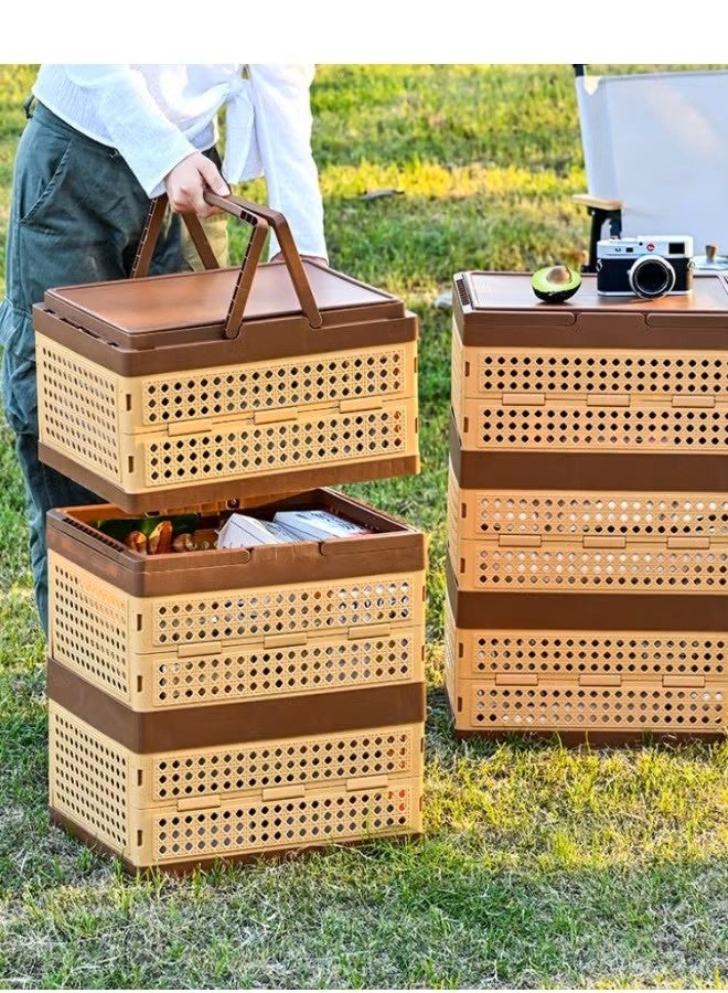 Multifunctional folding storage box, portable large-capacity storage box with universal wheels and lid, suitable for home and camping (3 layers) - Image 5