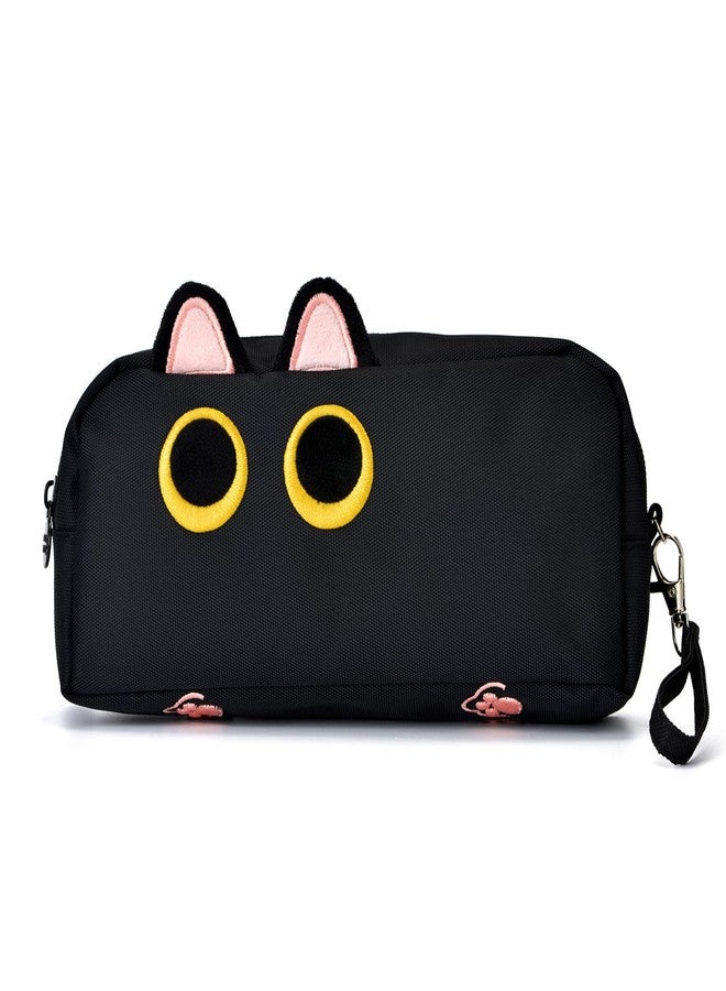 Lanxivi Hongdian Large Capacity Pencil Case Black Color, 3D Cat Pen Bags Pencil Pouch Organizer for Office College School - Image 1
