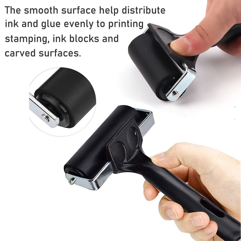 VinBee أسطوانة فينبي الناعمة من المطاط للأعمال اليدوية أسطوانة الطباعة أداة الفرشاة لتطبيق الحبر أداة الرسم بالزيت 3 عبوات (2.4 بوصة، 4 بوصة، 5.9 بوصة) - Image 3