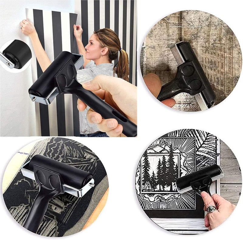 VinBee أسطوانة فينبي الناعمة من المطاط للأعمال اليدوية أسطوانة الطباعة أداة الفرشاة لتطبيق الحبر أداة الرسم بالزيت 3 عبوات (2.4 بوصة، 4 بوصة، 5.9 بوصة) - Image 4