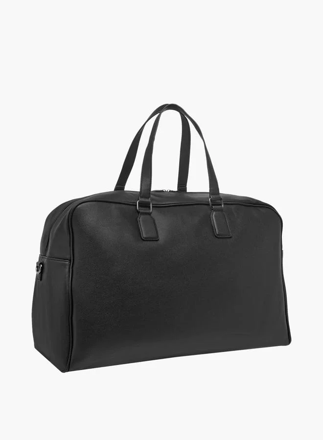 Wave Solid Duffle Bag with Double Handle and Zip Closure