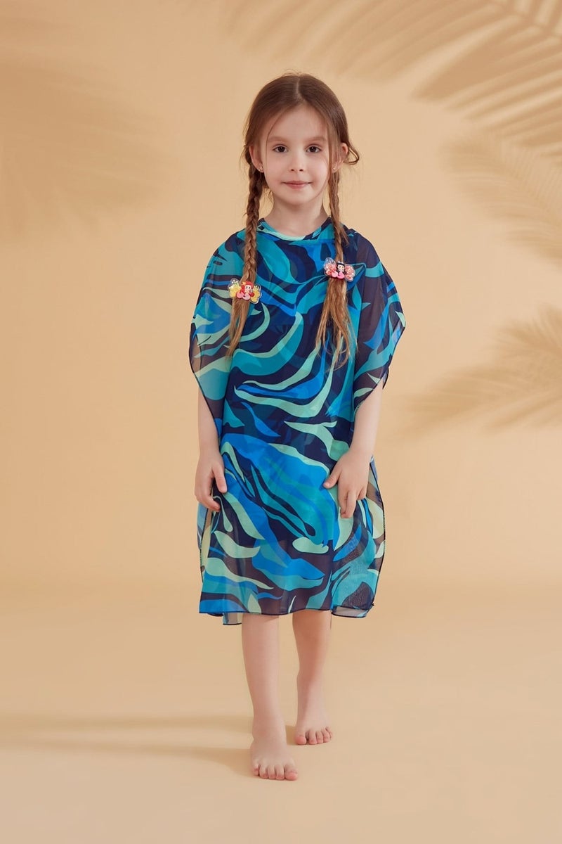 Marina Skirted Sleeveless Navy Blue Girls Swimsuit K2334  - Image 4
