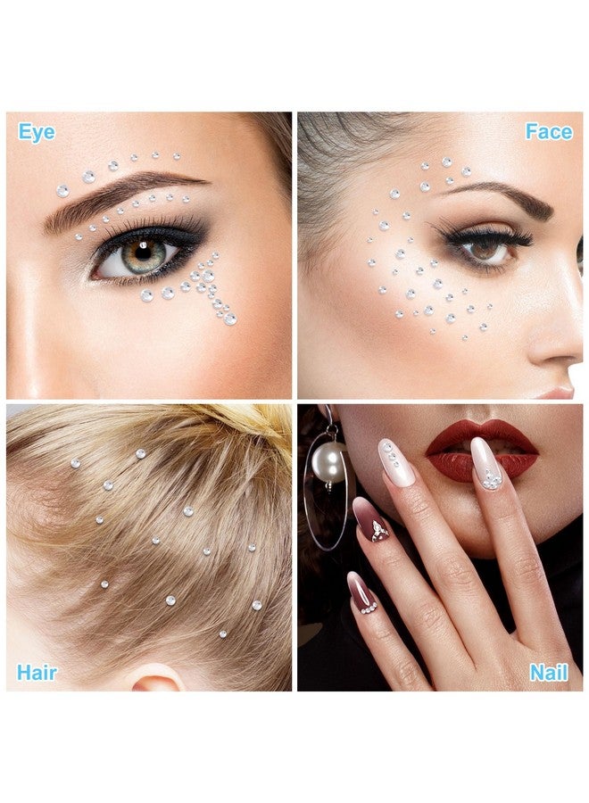 OIIKI 4 Sheets Mini Gems Stickers for Nose, Ear, Eyes, Face Jewels Stick on, Adhesive Rhinestone Makeup for Festivals, Parties, Daily Use for Women, Girls (2mm, 2.5mm, 3mm, 4mm, Silver) - Image 4