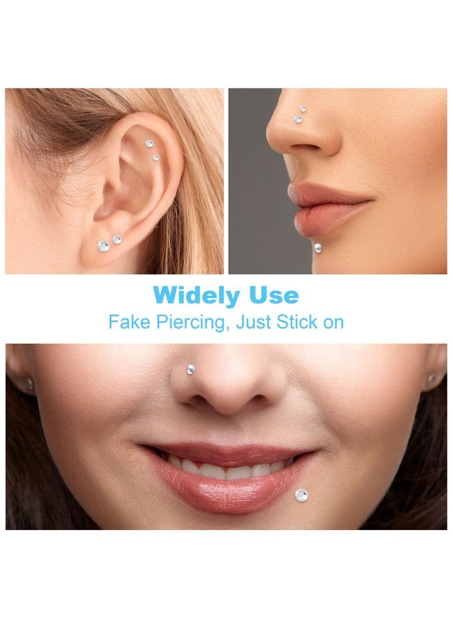 OIIKI 4 Sheets Mini Gems Stickers for Nose, Ear, Eyes, Face Jewels Stick on, Adhesive Rhinestone Makeup for Festivals, Parties, Daily Use for Women, Girls (2mm, 2.5mm, 3mm, 4mm, Silver) - Image 3