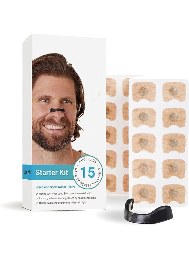 Generic - Intake Breathing Nasal Strip Starter Kit (15 Count, Black) - Boost Oxygen Intake, Reduce Snoring, Improve Sleep Quality - Sweat Resistant, Skin Safe Nasal Strips - Extra Strength Snoring Solution - Image 1