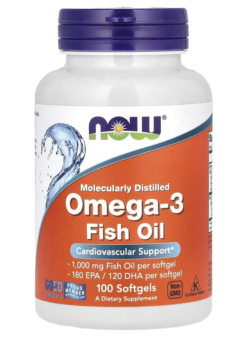 now Now Omega-3, Molecularly Distilled 100 Softgels - Image 1