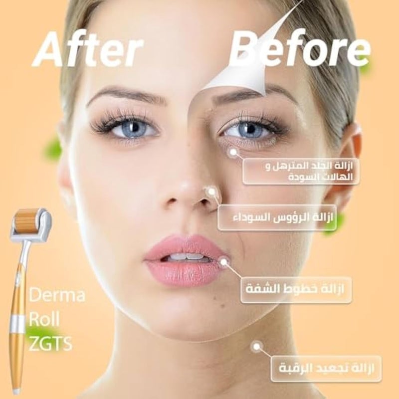 Derma Roller Microneedle 540 Titanium Needles for Face & Beard, Cross-Line Design Skin Care Tool, Anti Aging Skin Renewal Kit (1 mm) - Image 4