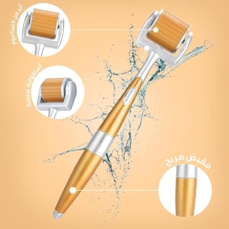 Derma Roller Microneedle 540 Titanium Needles for Face & Beard, Cross-Line Design Skin Care Tool, Anti Aging Skin Renewal Kit (1 mm) - Image 3