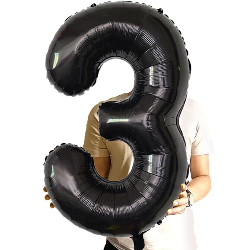 SINBEE 40 Inch Giant Black Number Balloons Helium Mylar Foil Number Balloons for Birthday Number 3 Balloon for Party Celebration Decorations Graduations Anniversary Baby Shower Photo Shoot - Image 5