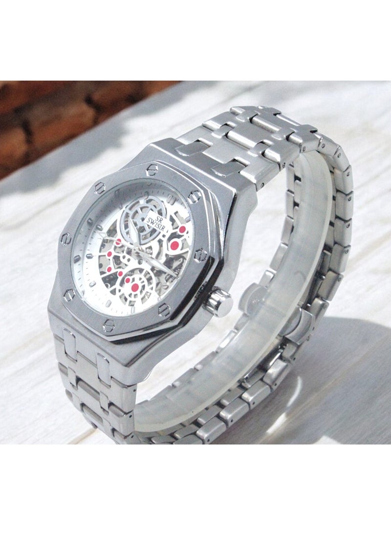 Swisir Automatic Movement Stainless Steel Wrist Watch S.White