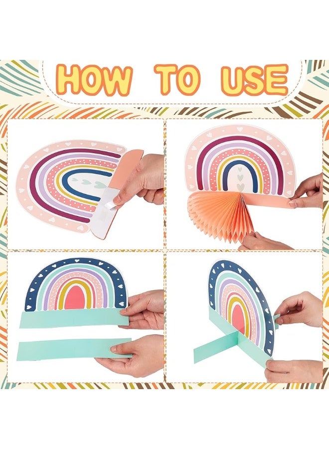 Marspark 10 Pieces Rainbow Party Decorations Rainbow Decor Rainbow Centerpieces for Tables Rainbow Honeycomb Paper Centerpiece Heart Honeycomb Party Rainbow Table Decorations for Birthday (Cute Color) - Image 3