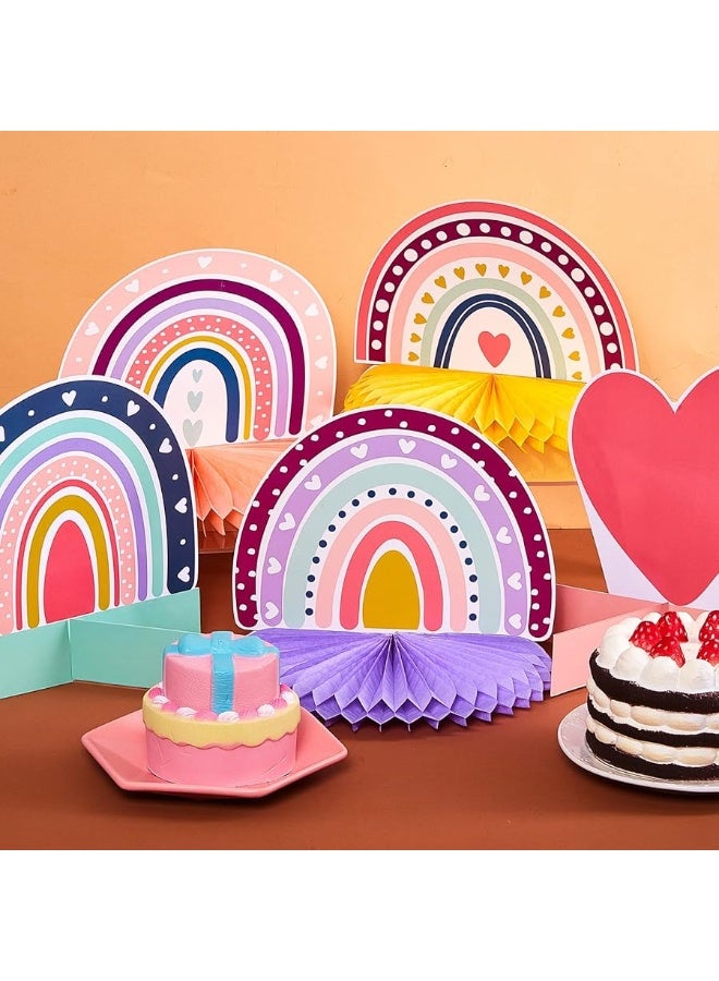 Marspark 10 Pieces Rainbow Party Decorations Rainbow Decor Rainbow Centerpieces for Tables Rainbow Honeycomb Paper Centerpiece Heart Honeycomb Party Rainbow Table Decorations for Birthday (Cute Color) - Image 5