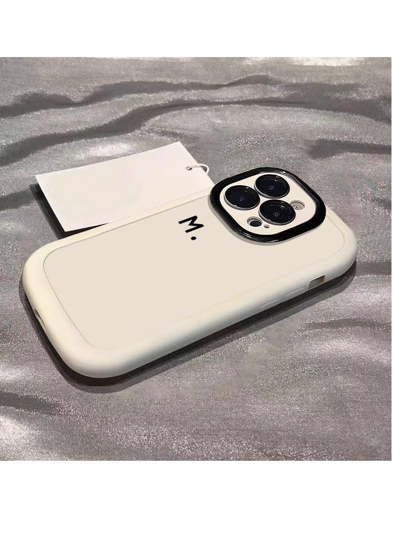 NIBEMINENT Minimalist Painted M Letter Protective TPU Case Cover For iPhone 16, Antique White