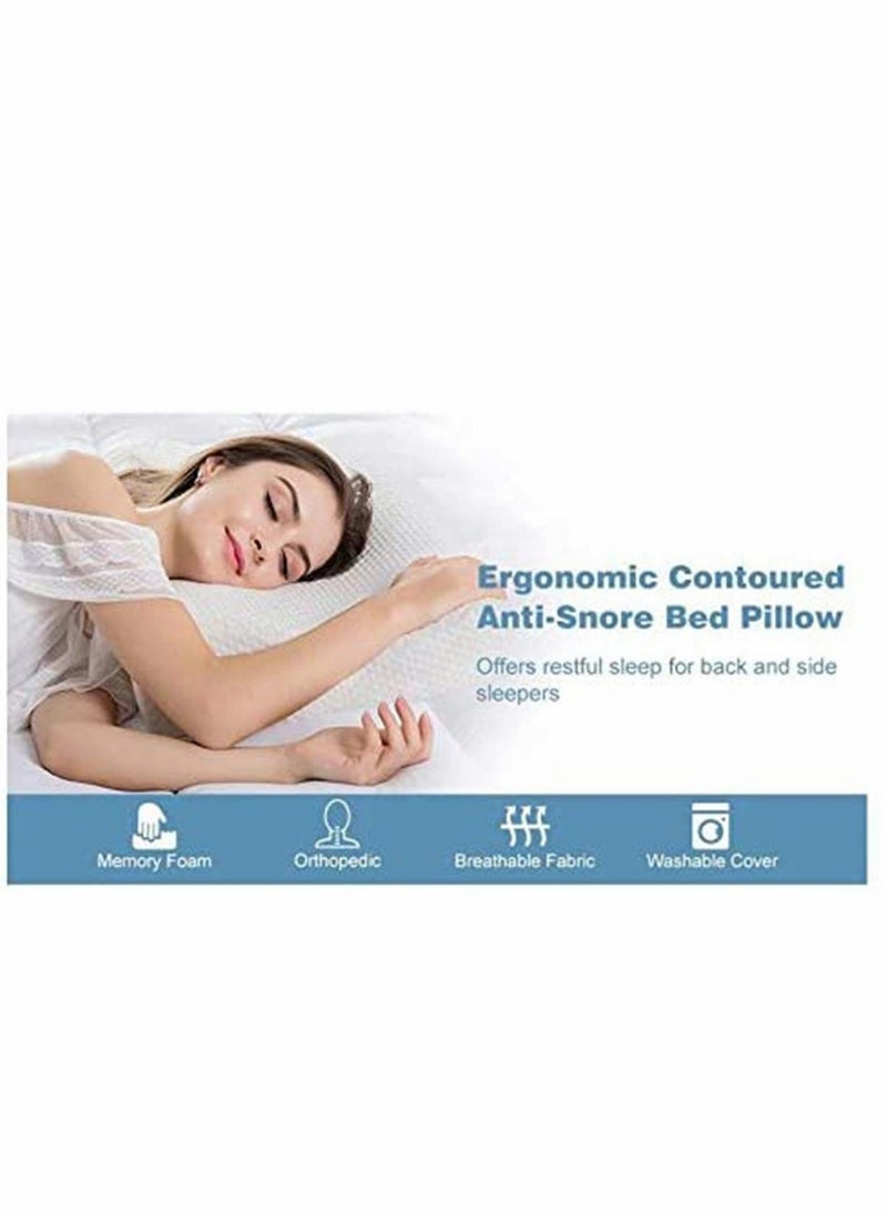SYOSI - Memory Foam Pillow, Ergonomic Cervical Pillow for Neck Pain-Orthopedic Contour Pillow for Side Sleepers, Bed Pillow for Sleeping, Sleeper Shoulder Support Back Stomach (White, 50 * 30cm) - Image 1