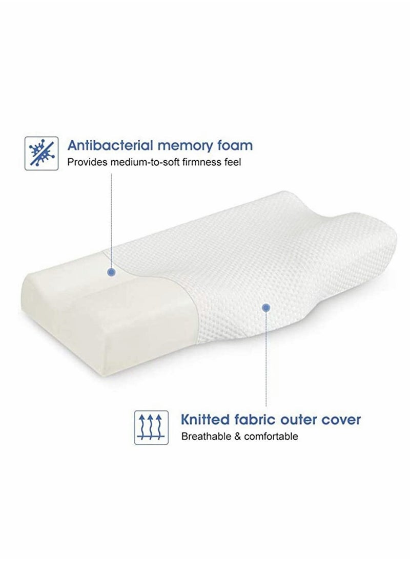 SYOSI - Memory Foam Pillow, Ergonomic Cervical Pillow for Neck Pain-Orthopedic Contour Pillow for Side Sleepers, Bed Pillow for Sleeping, Sleeper Shoulder Support Back Stomach (White, 50 * 30cm) - Image 1
