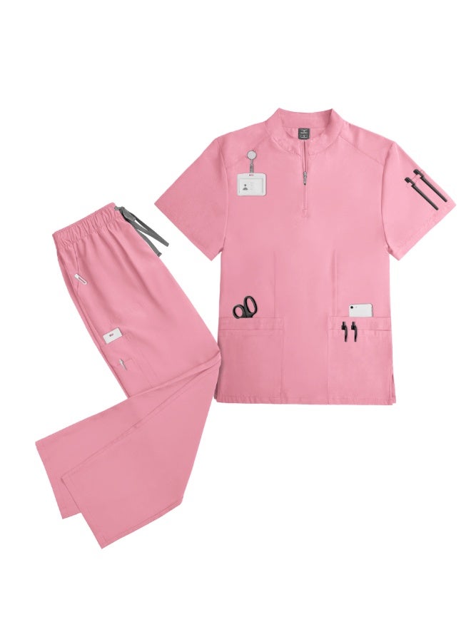 NIBEMINENT Short Sleeve Shirt Doctor Uniform Surgical Gown Women's Beauty Surgery Room Hand Scrub Suit Elastic Quick-Dry Unisex - Image 1