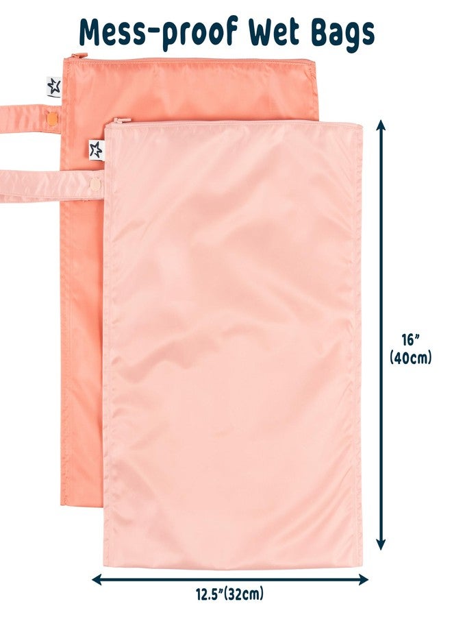 Tiny Twinkle Mess-proof Wet Bags 2 Pack Waterproof and Washable Bag for Travel storage, Stroller, Daycare, Baby Diapers, Yoga, Beach, Pool, Wet Toddler Swimsuits (Peach,Terracotta) - Image 4