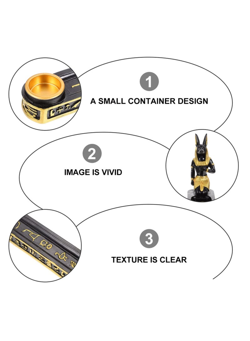 SYOSI Incense Holder, Egyptian Incense Holder, Egyptian God Anubis Statue Censer Plate, Resin Incense Holder Home Office Decoration for Incense Sticks, Incense Cones, 26x11cm - Image 2