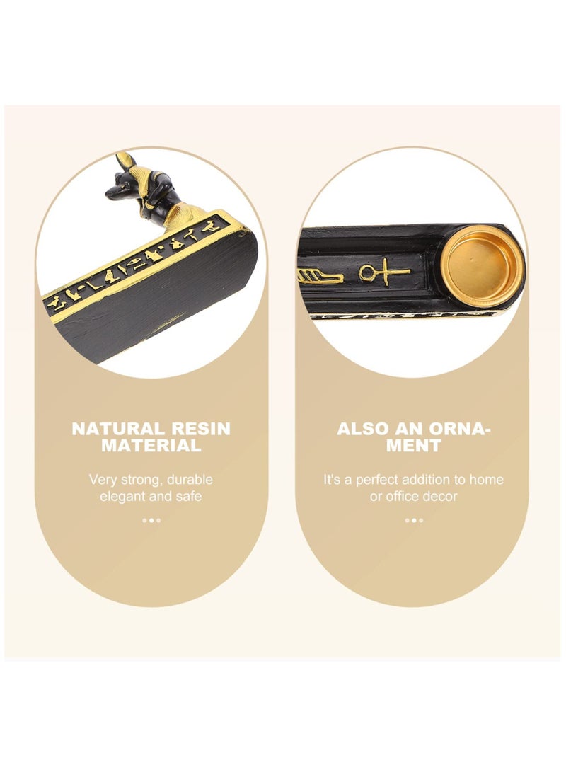 SYOSI Incense Holder, Egyptian Incense Holder, Egyptian God Anubis Statue Censer Plate, Resin Incense Holder Home Office Decoration for Incense Sticks, Incense Cones, 26x11cm - Image 3