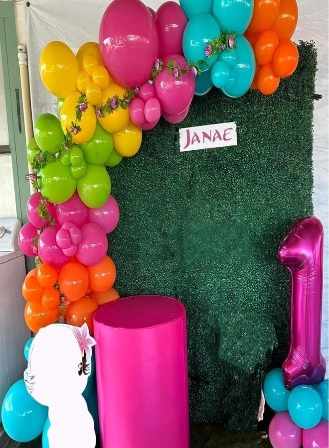 duile Summer Tropical Balloon Kit Hot Pink Green Blue Orange Yellow Latex Rainbow Balloon Kit with Hawaii Balloons for Hawaiian Luau Aloha Birthday Baby Shower Pool Party Decorations - Image 5