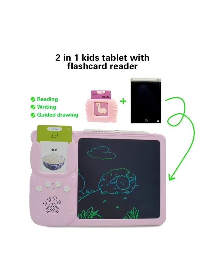 سلانت تابلت تعليمي ناطق قارئ البطائق (عربي/إنجليزي) مع شاشة LCD للكتابة - زهري - Image 4
