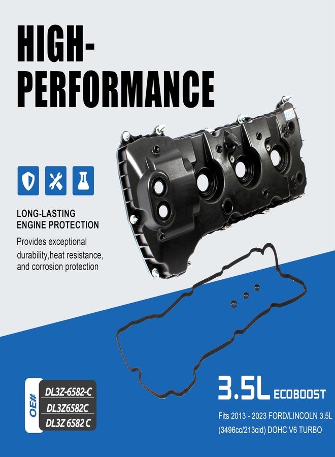 CNS Engine Valve Cover w/Gasket Right Side Compatible with Ford/Lincoln 3.5L (3496cc/213cid) DOHC V6 TURBO - Image 3