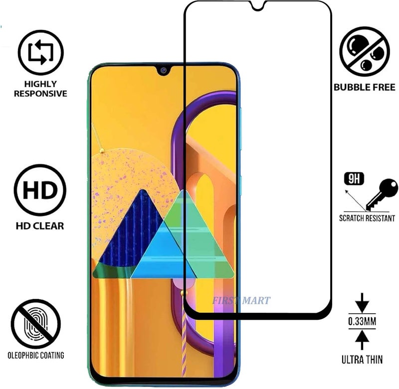 FIRST MART Screen Guard for Samsung Galaxy M30s / M30 / M31 / M21 / A30 / A30s / A50 / A50s Tempered Glass Screen Protector Full Glue Edge-to-Edge Gorilla Screen Protector - Black by Nice.Store.UAE - Image 2
