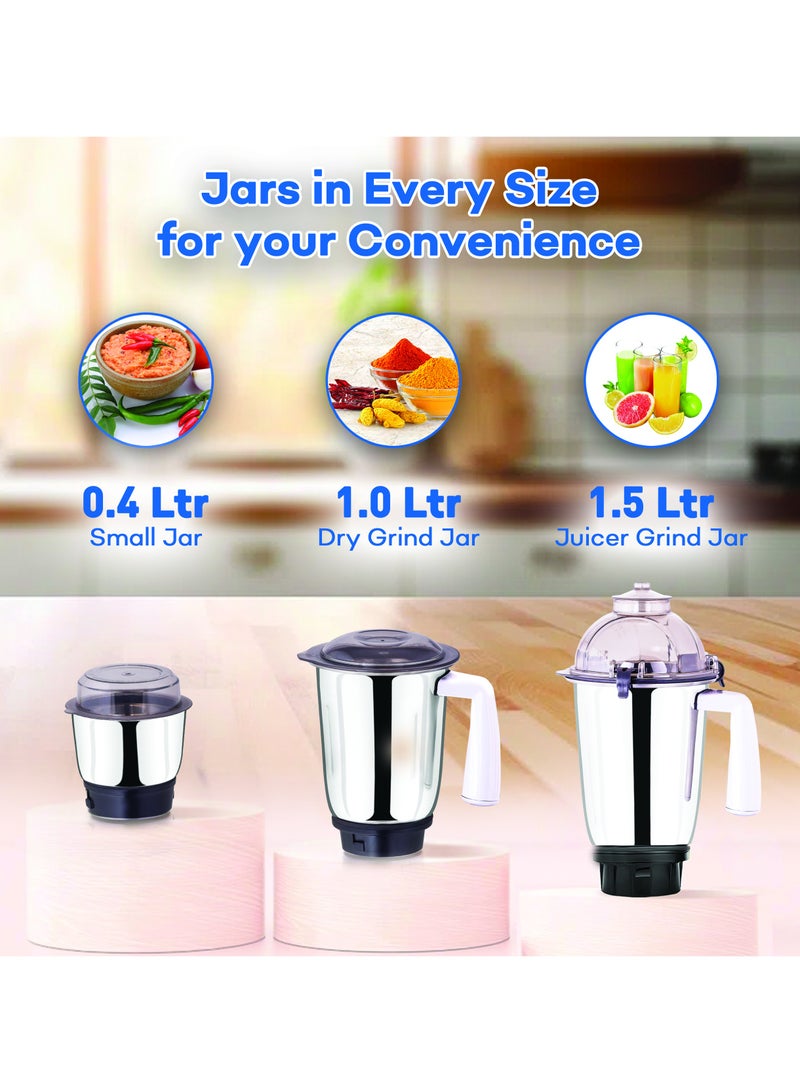 SONASHI 3-in-1 Mixer Grinder - Powerful Motor with 3 Speed Setting and Pulse | Sleek and Stainless Steel Jars with Leak Proof Lid | Perfect for making Smoothies, Milkshakes, and Grinding Beans, Coconut, Nuts, Etc 1.5 L 750 W SB-151SS Blue - Image 3