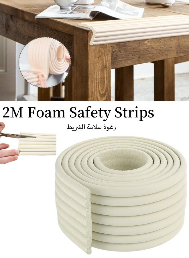 2M Baby Foam Safety Strips, Safety Edge Corner Protection Strip Edge Corner Guards Furniture Edge Safety Bumpers,Foam Roll Children Anti Collision Strip Extra Thick Foam Strip for Table Wall Corner with Double Side Tape - Image 1