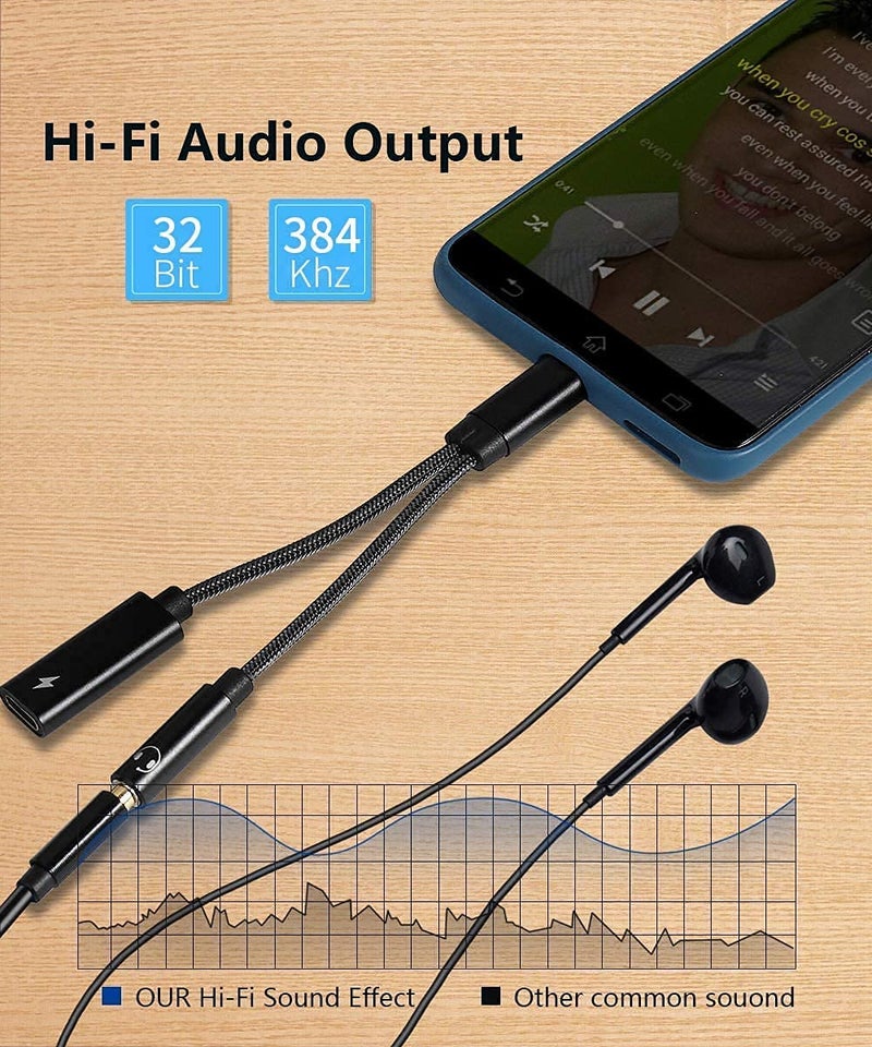 Vcddom Samsung Galaxy S24 Ultra Headphone Adapter, 2 in 1 USB C to 3.5mm Headphone Jack Hi-Res DAC and Safe PD 60W Fast Charging Dongle Cord Compatible Google Pixel 7 6, Galaxy S24/S23/S22 - Image 5
