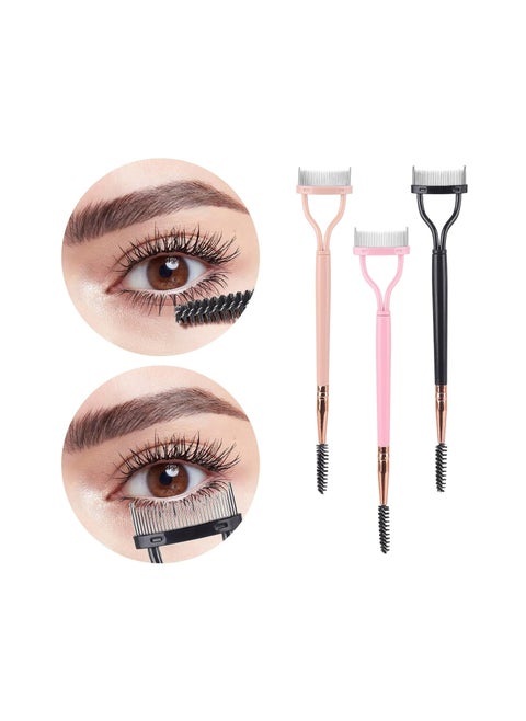 3 Pcs Eyelash Separator Comb with Spoolie Brush, Dual Head Lash Separator Tool Eye Lash Comb Brush