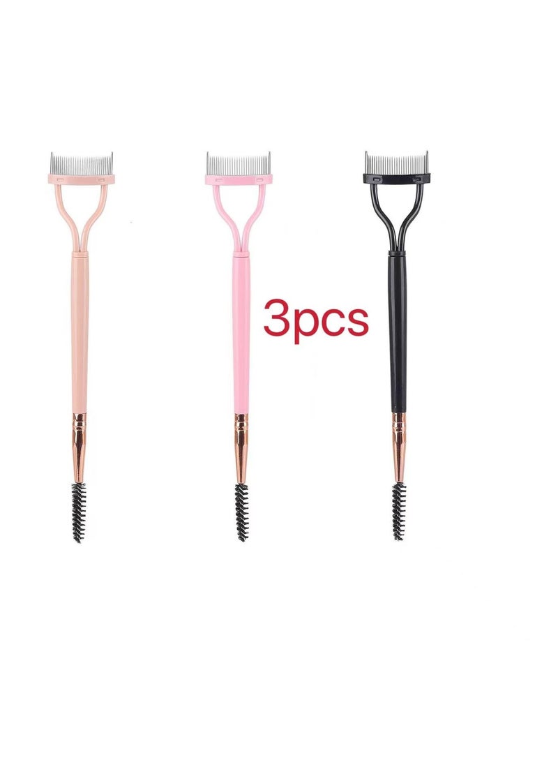 3 Pcs Eyelash Separator Comb with Spoolie Brush, Dual Head Lash Separator Tool Eye Lash Comb Brush