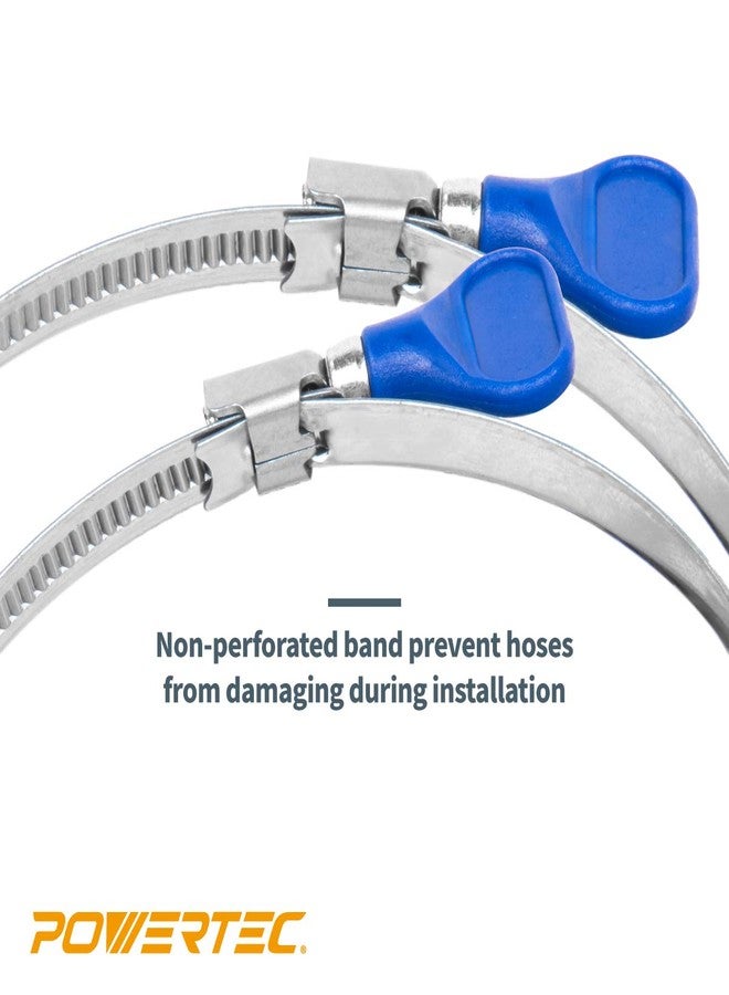 POWERTEC 70260 4-Inch Key Hose Clamp | Stainless Steel 4” Thumb Screw Dust Collector Hose Clamps - 10 Pack - Image 3