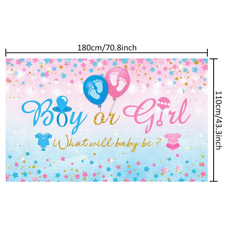 Tatuo Gender Reveal Background Boy or Girl Backdrop Blue Pink Gender Reveal Party What Will Baby Be Banner Baby Shower Photography Photo Booth, 70.8 x 43.3 Inch - Image 2