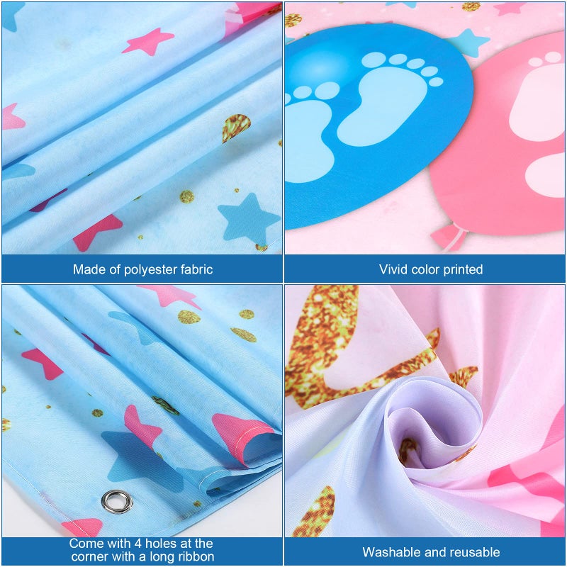 Tatuo Gender Reveal Background Boy or Girl Backdrop Blue Pink Gender Reveal Party What Will Baby Be Banner Baby Shower Photography Photo Booth, 70.8 x 43.3 Inch - Image 3