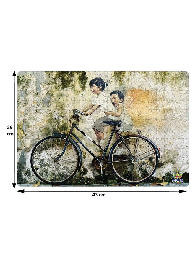 Webby Children on a Bicycle Wooden Jigsaw Puzzle, 252 Pieces - Image 5