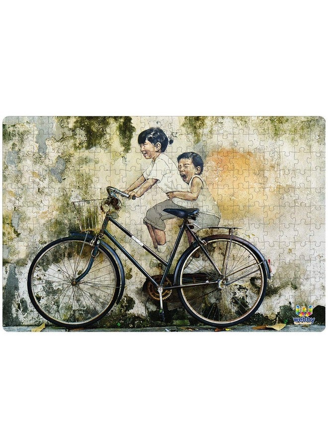 Webby Children on a Bicycle Wooden Jigsaw Puzzle, 252 Pieces - Image 2