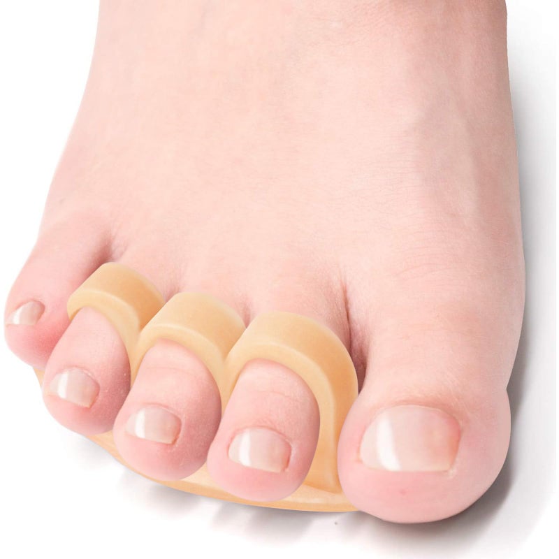 Welnove Hammer Toe Crests Straightener 4 Pcs Gel Toe Support Pads Cushion Relief for OverlappingCurledHammerClaw Toes 3 Loop Design Beige - Image 3